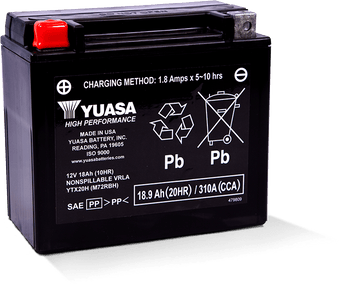 compare product Yuasa YTX20H Maintenance Free AGM 12-Volt Battery