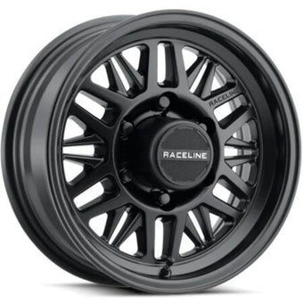 compare product Raceline 451B Ryno TR Trailer 16x6in / 6X5.5 BP / 0mm Offset / 4.25mm Bore - Satin Black