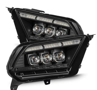 compare product AlphaRex 10-12 Ford Mustang NOVA-Series LED Projector Headlights Blk w/Activ Light & Seq.Sig /SB DRL