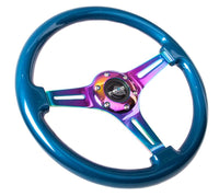 NRG Classic Wood Grain Steering Wheel (350mm) Blue Pearl/Flake Paint w/Neochrome 3 - Spoke Center - My Store