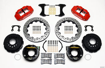 compare product Wilwood Narrow Superlite 4R Rear P-Brk Kit 12.88in Drill Red Big Ford New Style 2.50in Offset
