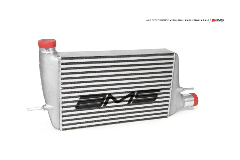AMS Performance 08 - 15 Mitsubishi EVO X Front Mount Intercooler w/Modular Cast End Tanks & Logo - My Store