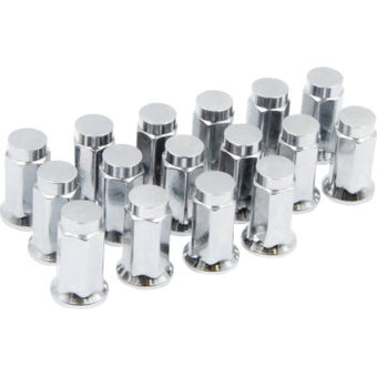 compare product Raceline Hex/Flat Lug Nuts - 12mm x 1.25/17mm - 16 Pack - Chrome