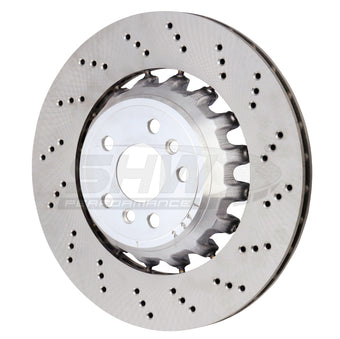 compare product SHW 2020+ BMW X3 M 3.0L Right Rear Cross-Drilled Lightweight Brake Rotor (34118054828)