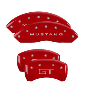 compare product MGP 4 Caliper Covers Engraved Front Mustang Engraved Rear S197/GT Red finish silver ch