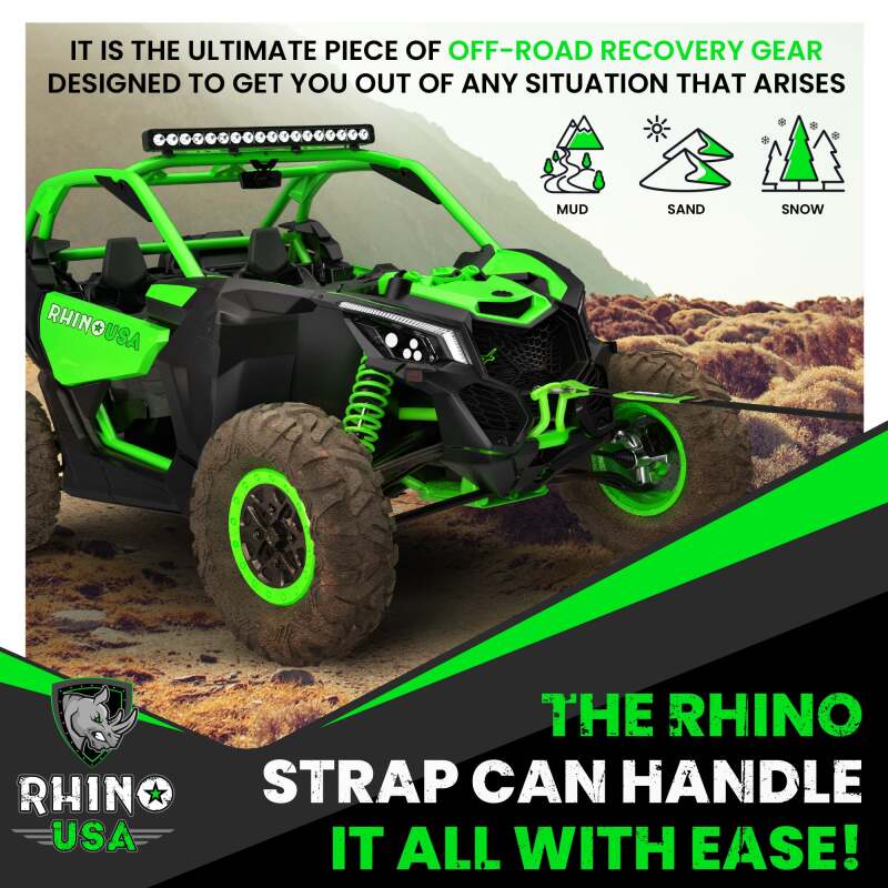 Rhino USA Recovery Tow Strap 3Inx20Ft (Black) - My Store