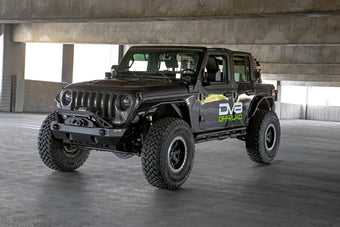 compare product DV8 Offroad 07-23 Jeep Wrangler/Gladiator JT/JK/JL FS-25 Stubby Front Bumper w/Plated Bull Bar