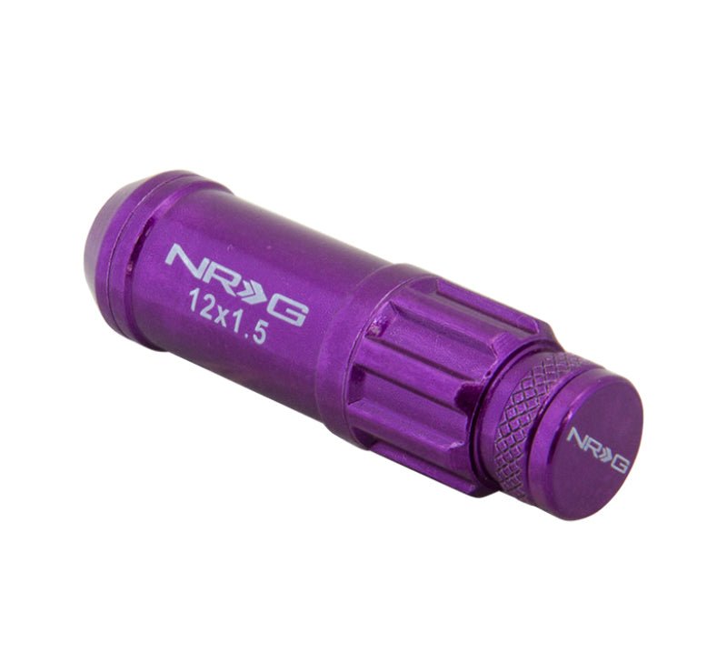NRG 700 Series M12 X 1.5 Steel Lug Nut w/Dust Cap Cover Set 21 Pc w/Locks & Lock Socket - Purple - My Store