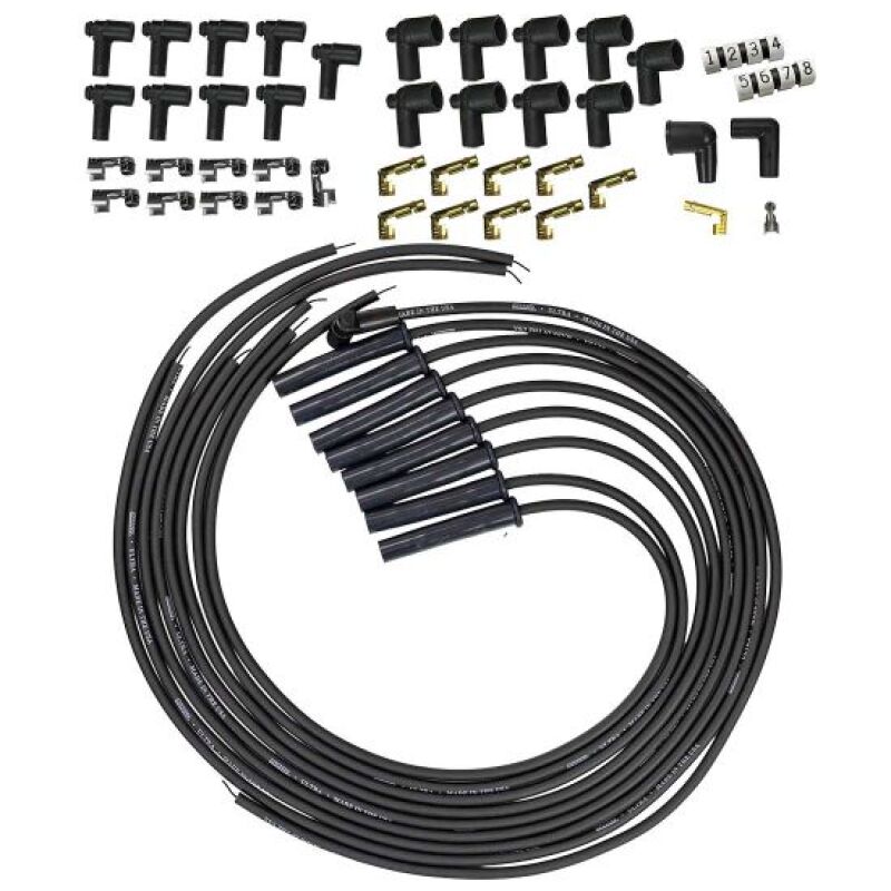 Moroso Universal HEI/Non - HEI Style Caps Ultra 350 8mm Multi - Angle Boot Spark Plug Wire Set - Black - My Store