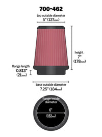 Airaid Universal Air Filter - Cone 6 x 7 - 1/4 x 5 x 7 - My Store