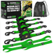 Rhino USA Retractable Ratchet Straps (4Pk 1Inx10Ft) (Green) - My Store