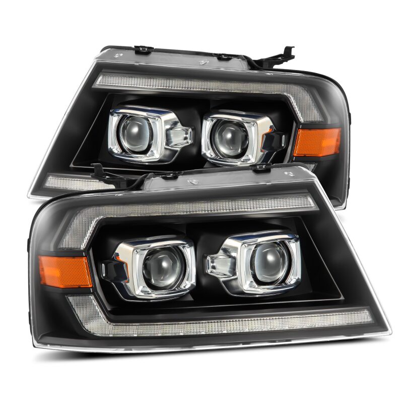 AlphaRex 04 - 08 Ford F150 PRO - Series Projector Headlights Alpha - Black w/ Sequential Signal and DRL - My Store