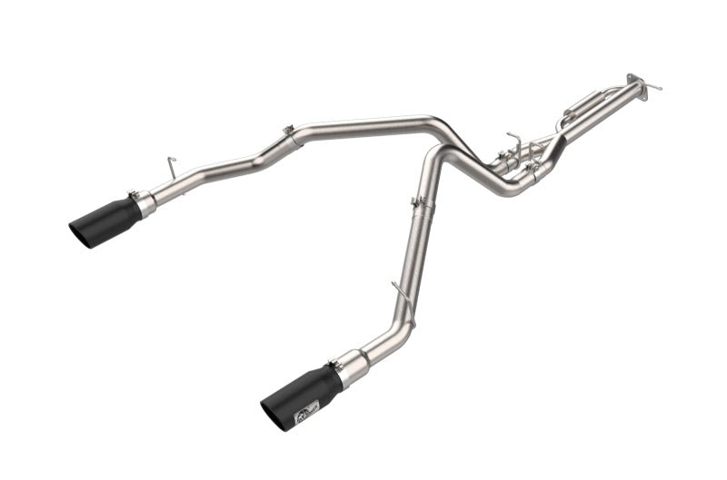 aFe 21 - 24 Ford F - 150 Vulcan Series 3 IN to 3 - 1/2 IN Stainless Steel Cat - Back Exhaust System - Black - My Store