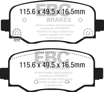 compare product EBC 15+ Fiat 500X 1.4 Turbo Ultimax2 Rear Brake Pads