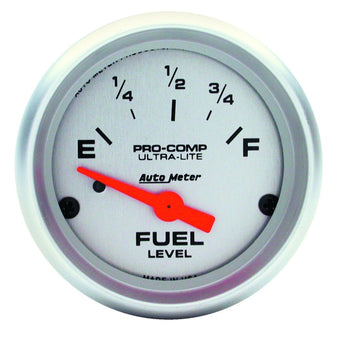 compare product Autometer Ultra-Lite 52mm 73 OHMS Empty/10 OHMS Full Short Sweep Electronic Fuel Level Gauge