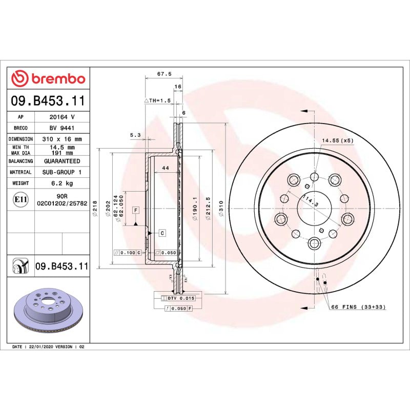 Brembo OE 01 - 06 Lexus LS430 UV Coated Brake Disc - Rear - My Store
