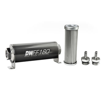 compare product DeatschWerks Stainless Steel 5/16in 5 Micron Universal Inline Fuel Filter Housing Kit (160mm)