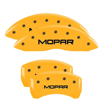 compare product MGP 4 Caliper Covers Engraved Front & Rear MOPAR Yellow finish black ch