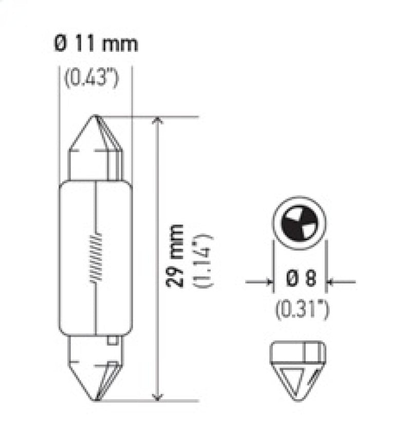 Hella Bulb 6428 12V 3W SV7 - 8 T2.25 8x28mm - My Store