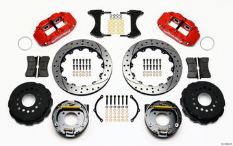 compare product Wilwood Narrow Superlite 4R Rear P-Brk Kit 12.88in Drilled Red Chevy 12 Bolt-Spec 3.15in Brng Front
