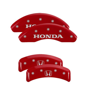 compare product MGP 4 Caliper Covers Engraved Front Honda Engraved Rear H Logo Red finish silver ch