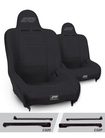 compare product PRP Premier High Back Suspension Seats Kit for Jeep Wrangler CJ7/YJ (Pair) - Black