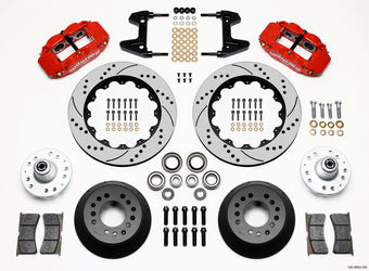 compare product Wilwood Narrow Superlite 6R Front Hub Kit 14.00in Drill Red 74-80 Pinto/Mustang II Disc Spindle only