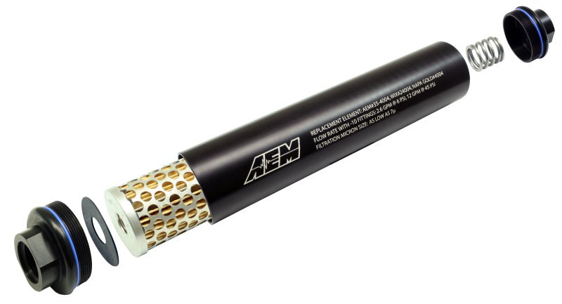 AEM Universal High Flow - 10 AN Inline Black Fuel Filter - My Store