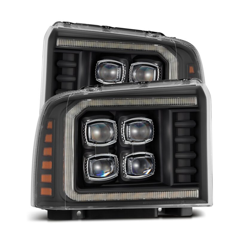 AlphaRex 05 - 07 Ford F250/350/450/550 Super Duty NOVA LED Proj HL Blk w/Actv Light & Seq Sig + SB DRL - My Store