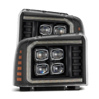 AlphaRex 05 - 07 Ford F250/350/450/550 Super Duty NOVA LED Proj HL Blk w/Actv Light & Seq Sig + SB DRL - My Store