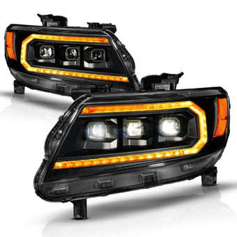 compare product ANZO 15-22 Chevy Colorado Full LED Headlights w/ Initiation (Amber DRL) - Black