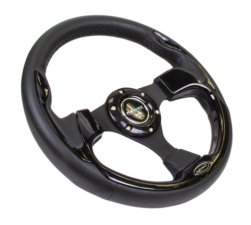 NRG Reinforced Steering Wheel (320mm) Blk w/Gloss Black Trim - My Store
