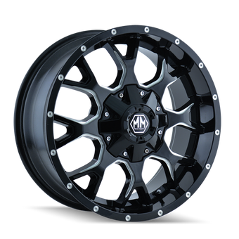 compare product Mayhem 8015 Warrior 17x9 / 8x165.1 BP / -12mm Offset / 130.8mm Hub Gloss Black Milled Wheel