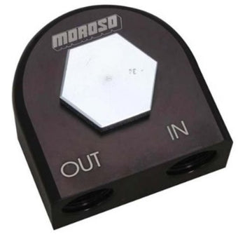 compare product Moroso Universal Remote Oil Filter Adapter - 90 Degree - 18mm-1.5in Thread