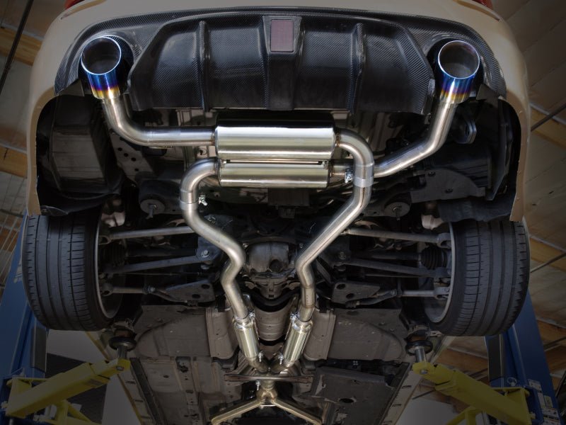 aFe 14 - 15 Infiniti Q50 V6 3.7L Takeda 2 - 1/2in 304 SS Cat - Back Exhaust System w/ Blue Flame Tips - My Store