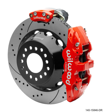 compare product Wilwood Narrow Superlite 4R Rear P-Brk Kit AERO4 14in Rotor Big Ford New Style 2.5in Off - SRP Red