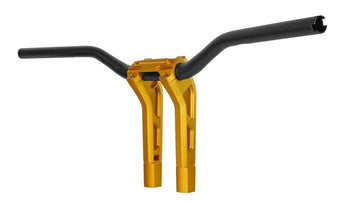 compare product Performance Machine Phatbar H-Bar Assy, 9in Riser, 1-1/4in Bar, Int Wire, Gauge Mount - Gold Ops