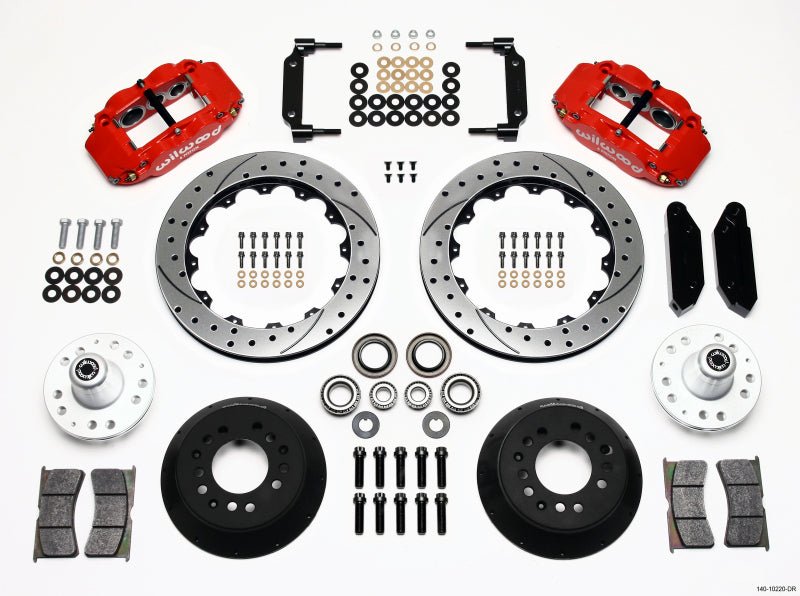 Wilwood Narrow Superlite 6R Front Hub Kit 12.88in Drilled Red 1970 - 1973 Mustang Disc Spindle - My Store