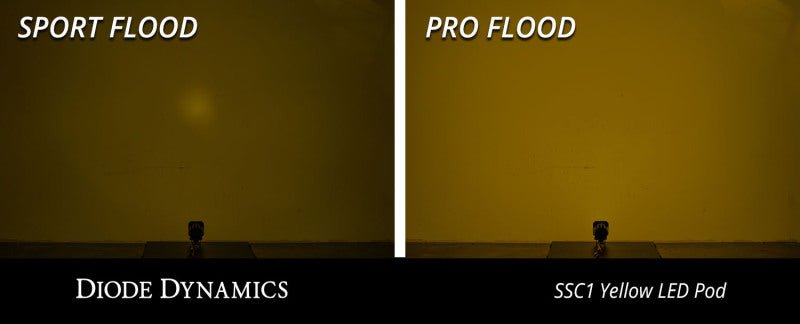 Diode Dynamics Stage Series C1 LED Pod Sport - Yellow Flood Flush ABL Each - My Store