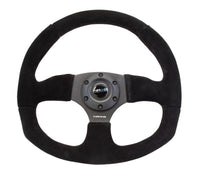 NRG Reinforced Steering Wheel (320mm Horizontal / 330mm Vertical) Black Suede w/Black Stitching - My Store