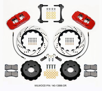 compare product Wilwood AERO6 Front Hat Kit 14.00 Drilled Red 15-23 Mustang w/Lines