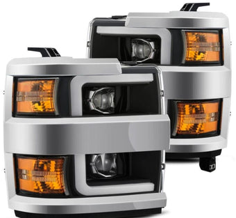 compare product AlphaRex 15-19 Chevy Silverado 2500/3500 LUXX-Series Proj. Headlights Blk w/Actv SeqSig & SBDRL