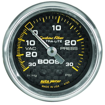 compare product Autometer Carbon Fiber 52mm 30 PSI Mechanical Boost Gauge
