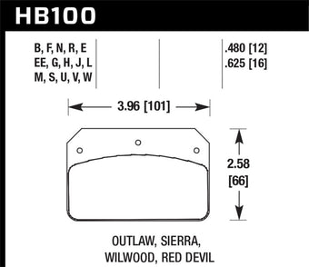 compare product Hawk Wilwood DL Outlaw / Sierra DTC-50 Brake Pads
