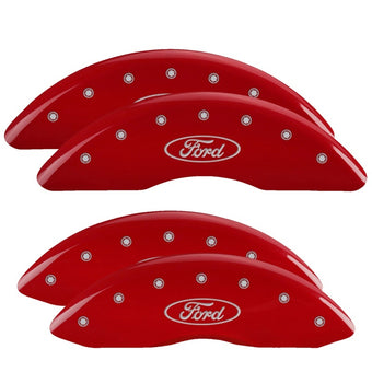 compare product MGP 4 Caliper Covers Engraved Front & Rear Oval logo/Ford Red finish silver ch