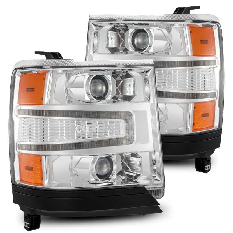 AlphaRex 16 - 18 Chevy 1500HD LUXX LED Proj Headlights Chrome w/Seq Actv Lgt / Seq Sig (Req PN 810023) - My Store