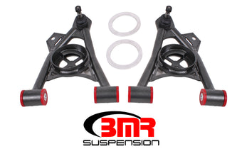 compare product BMR 94-04 Mustang Lower Non-Adj. A-Arms (Poly) w/ Tall Ball Joint / Spring Pocket - Black Hammertone
