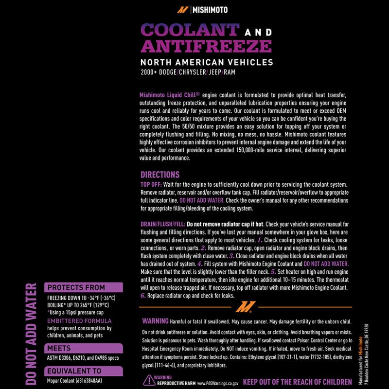 Mishimoto Liquid Chill EG Coolant, North American Vehicles, Purple - My Store