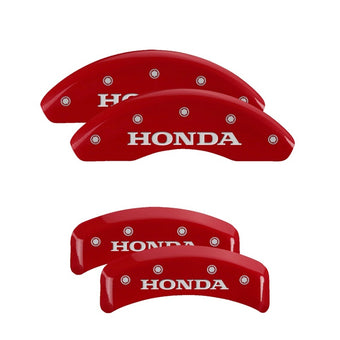 compare product MGP 4 Caliper Covers Engraved Front & Rear Honda Red finish silver ch