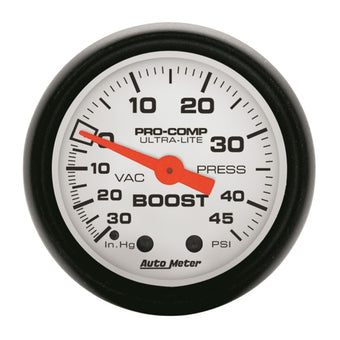 compare product Autometer Phantom 52mm 30in Hg-Vac/45PSI Mechanical Vacuum/Boost Gauge